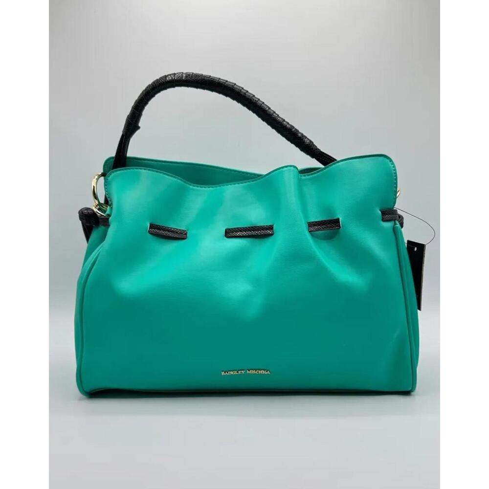 Badgley Mischka Solid/Snake Combo Bag Turquoise, Black, Vegan Leather